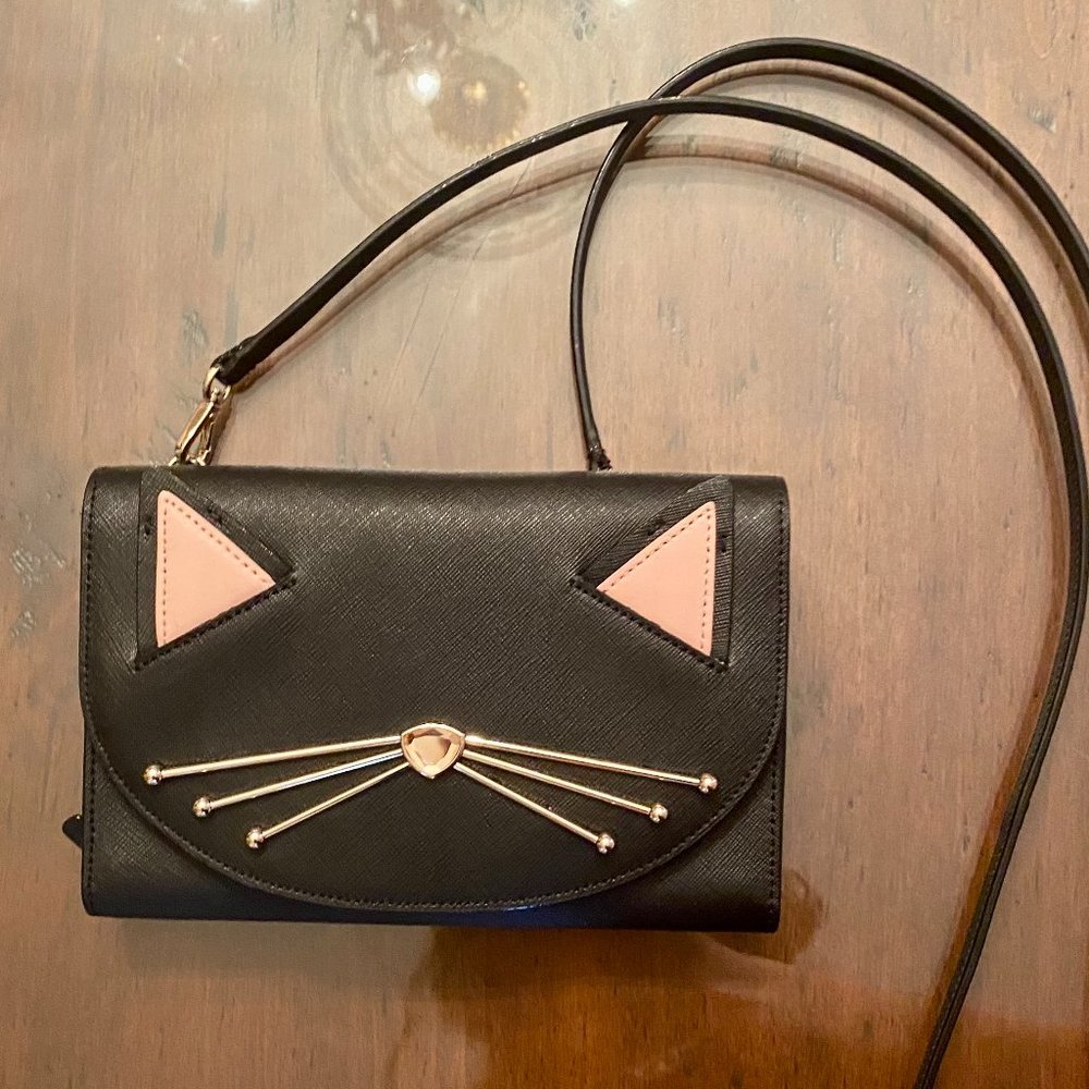 Kate Spade Black Cat Crossbody Wallet Purse